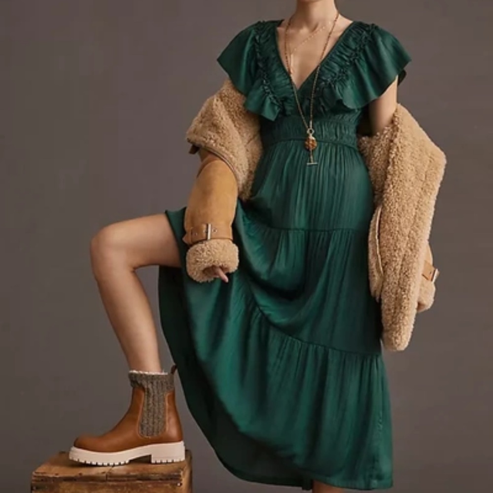 Anthropologie Ruffled Tiered Mini Dress